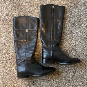 tory burch black riding boots